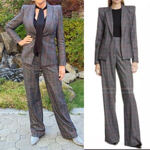 Veronica Beard Plaid Wool Brock Blazer Tuli Wide Pants Set